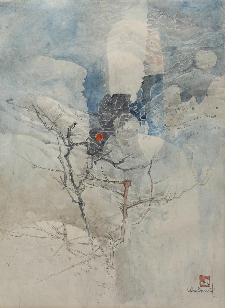 Watercolor, Lebadang: Lebadang (Vietnamese, 1922-2015), Untitled, watercolor on paper, signed lower right, paper: 30"h x 22"w, overall (with frame): 38"h x 30"w