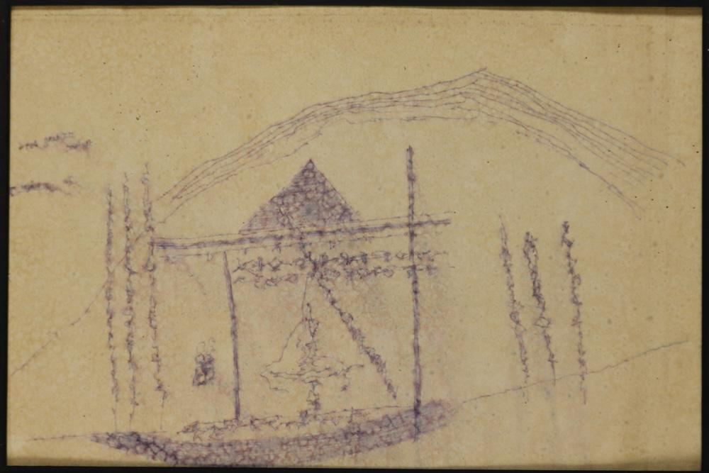 Work on Paper, Ram Kumar: Ram Kumar (Indian, b. 1924), Untitled, pen and ink on paper, signed middle left, sheet 9.5"h x 14.5"w, overall (with mat): 17"h x 21"w.