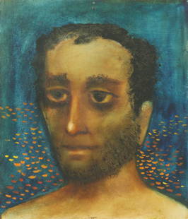 Painting, Anjolie Ela Menon: Anjolie Ela Menon (Indian, b. 1940), Untitled, oil on masonite, signed verso, masonite: 14.25"h x 12.25"w.
