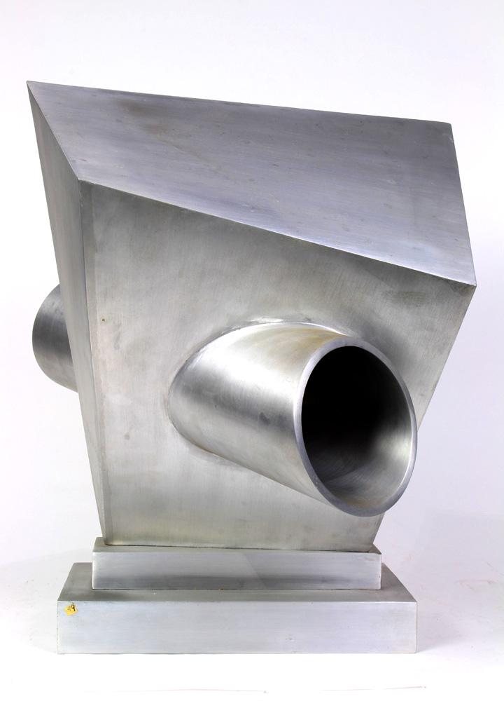 Sculpture, Jacques Schnier: Jacques Schnier (American, 1898-1988), "Kunahedra," 1985, powdercoated aluminum sculpture, signed, overall: 19"h x 17"w x 18"d