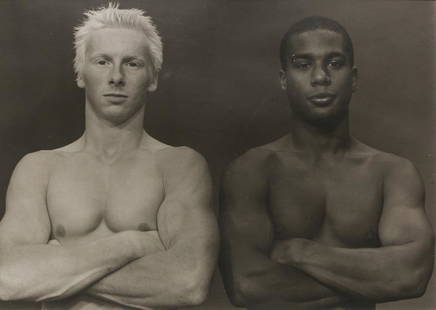 Photograph, Anderson & Low: Anderson & Low (Jonathan Anderson & Edwin Low) (collaboration beginning in 1990), "Craig & Kanukai, Gymnasts, England," 1998, gelatin silver print, signed verso, sight 12.5"h x 17.25"w, overall (with