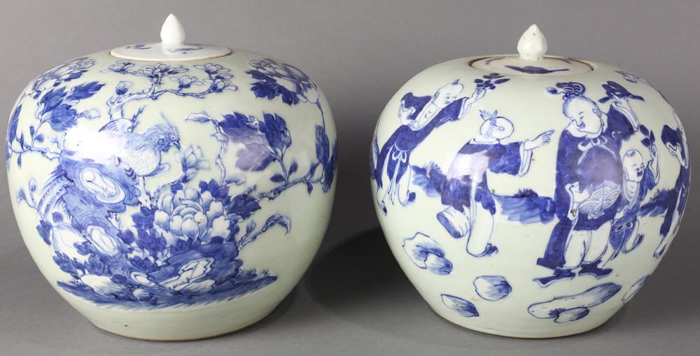 (lot of 2) Two Chinese blue and white Jars (1 of 3)