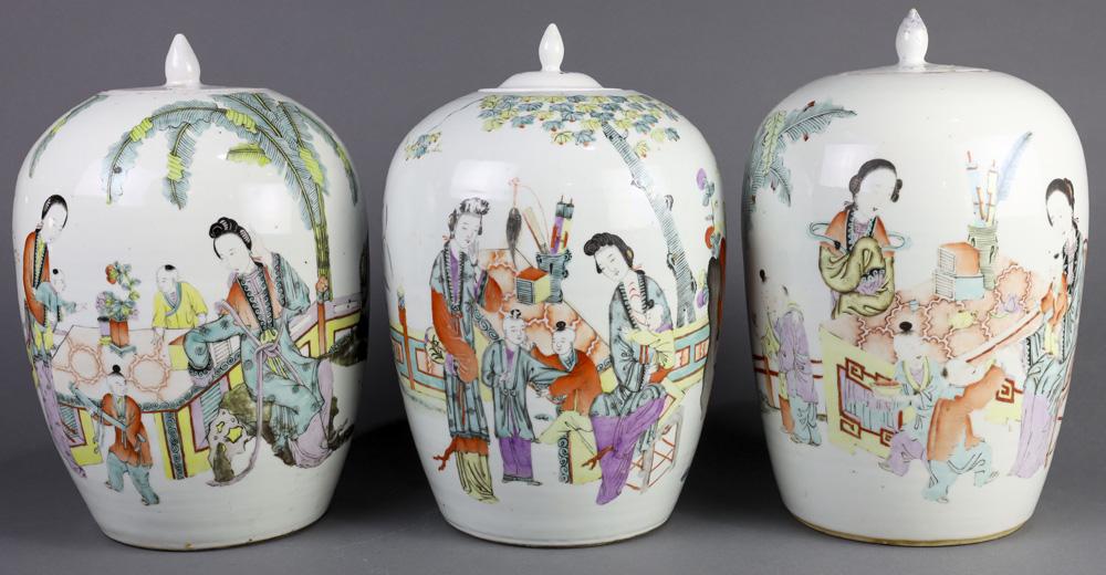 (lot of 3) Chinese Famille-rose Lidded Jars (1 of 2)