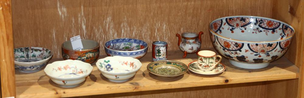 One shelf of Japanese ceramics, Kutani, Satsuma (1 of 1)