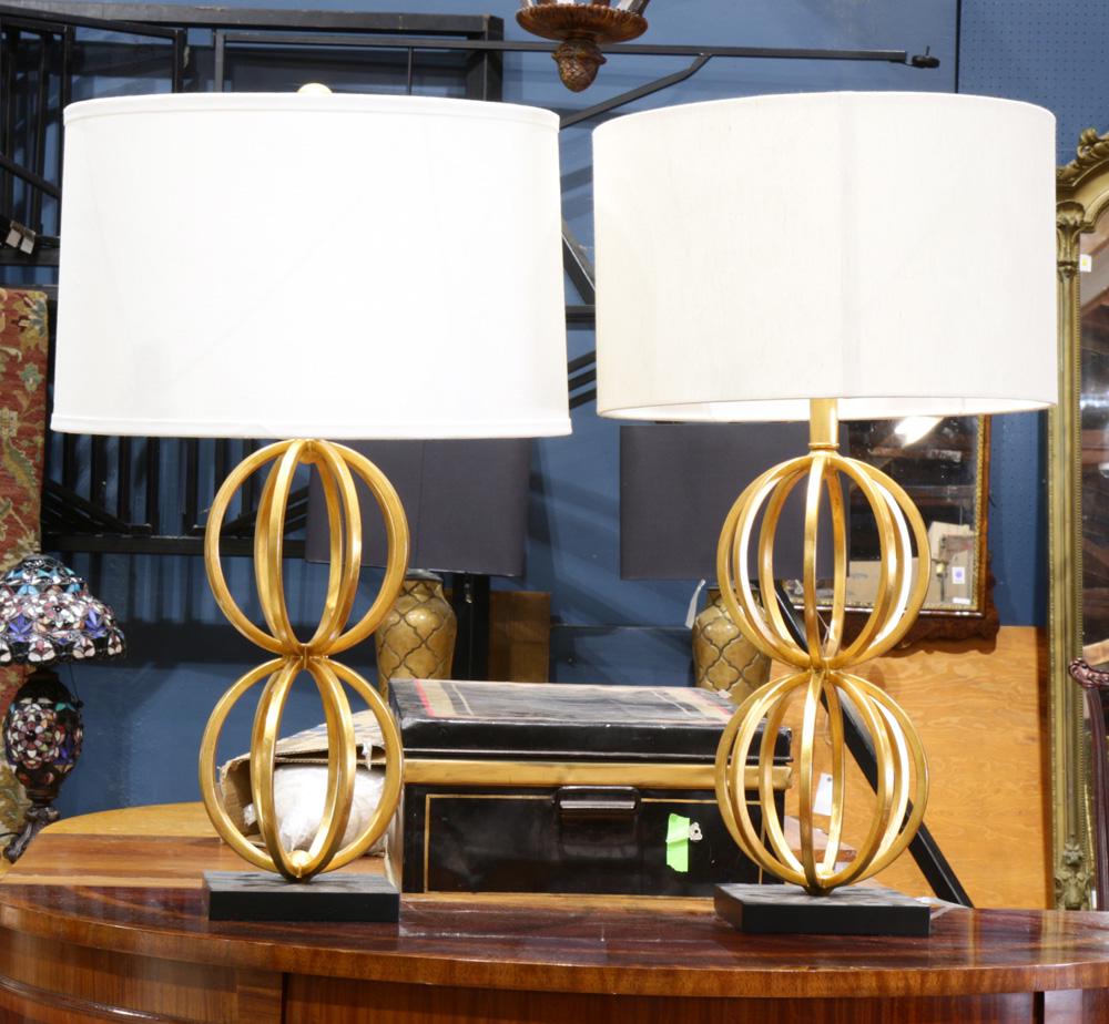 A contemporary pair of lamps, each having gilt double (1 of 1)