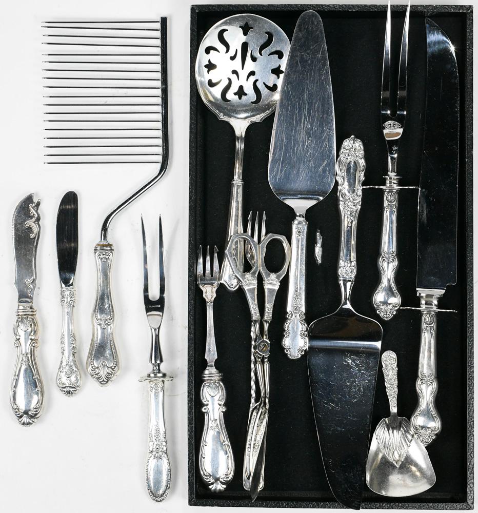 (lot of 12) Ten sterling handled serving pieces (1 of 1)