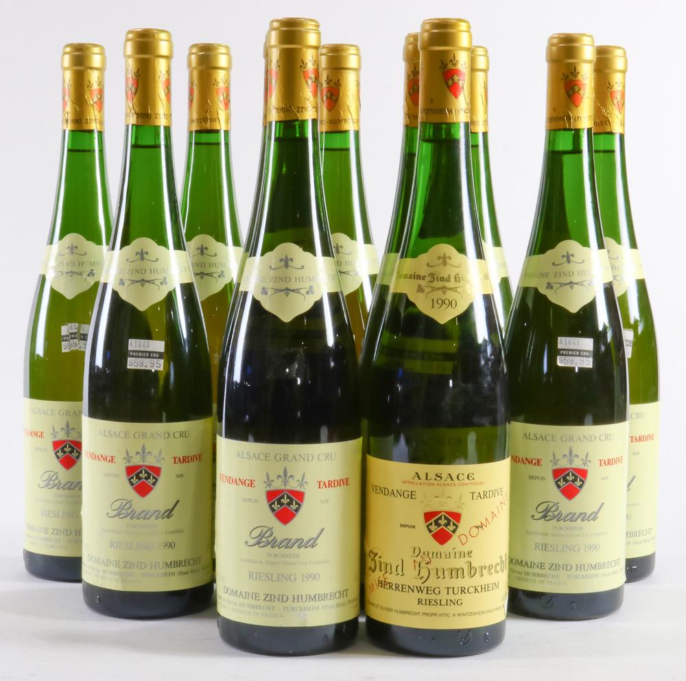 A wine group: A wine group, consisting of (10) 1990 Domaine Zind Humbrecht Brand Riesling, and a 1990 Domaine Zind Humbrecht Herrenweg Turckheim Riesling, each 750ml