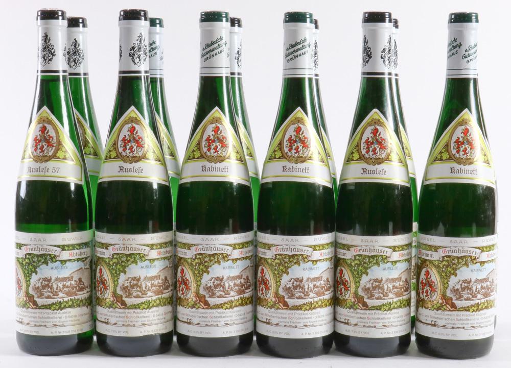 A wine group: A wine group, consisting of (12) 1997 Maximin Grunhauser Abtsberg, comprising (4) Kabinett, (6) Auslese and (2) Auslese 57, each 750ml