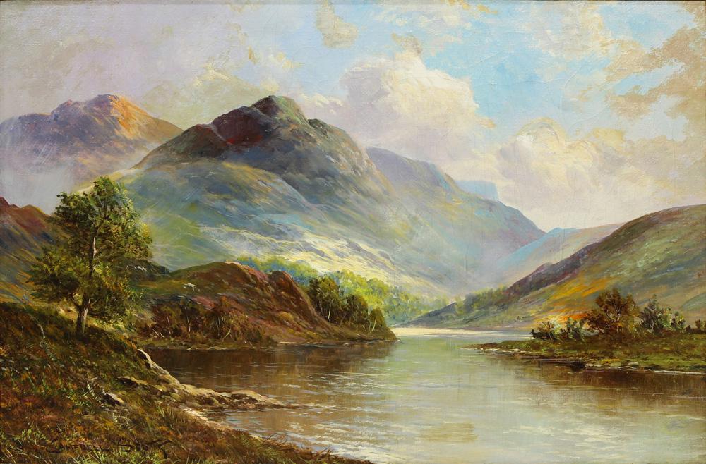 Painting, Campbell Scott: Campbell Scott (British, b. 1930), Untitled (Scottish Highland Lake), oil on canvas, signed lower left, canvas: 20"h x 30"w, overall (with frame): 27"h x 37"w