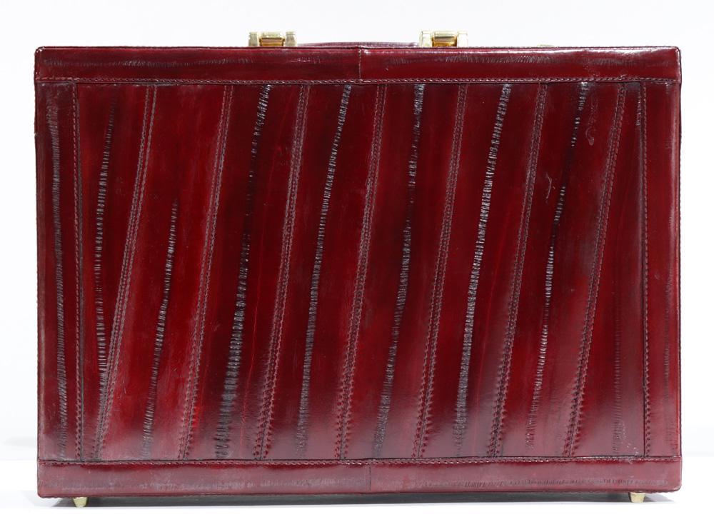Vintage red eel leather briefcase, the brass hardware (1 of 5)