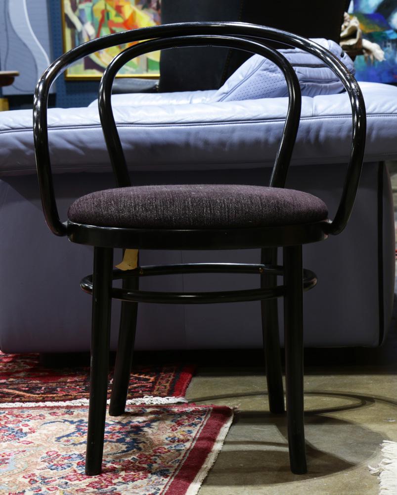 A Thonet New York ebonized bentwood armchair: A Thonet New York ebonized bentwood armchair, 31"h x 22"w x 22"d