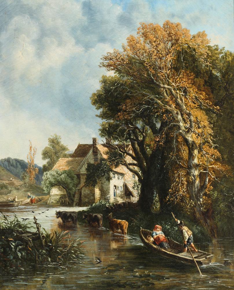 Painting, Circle of John Constable: Circle of John Constable (British, 1776-1837), "The Valley Farm," oil on panel, unsigned, titled verso, panel: 23.5"h x 24.75"w, overall (with frame): 29"h x 24.75"w