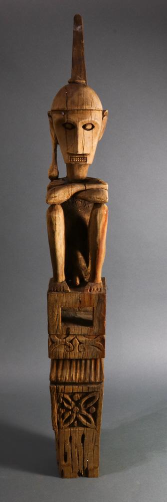 Indonesian carved wood effigy: Indonesian carved wood effigy, 34"h