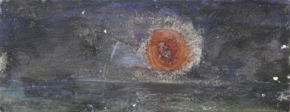 Painting, John Coburn: John Coburn (Australian, 1925-2006), "Phlebas," 1965, oil on board, signed lower left, titled and dated verso, board: 12.75"h x 33"w, overall (with frame): 13.5"h x 34"w