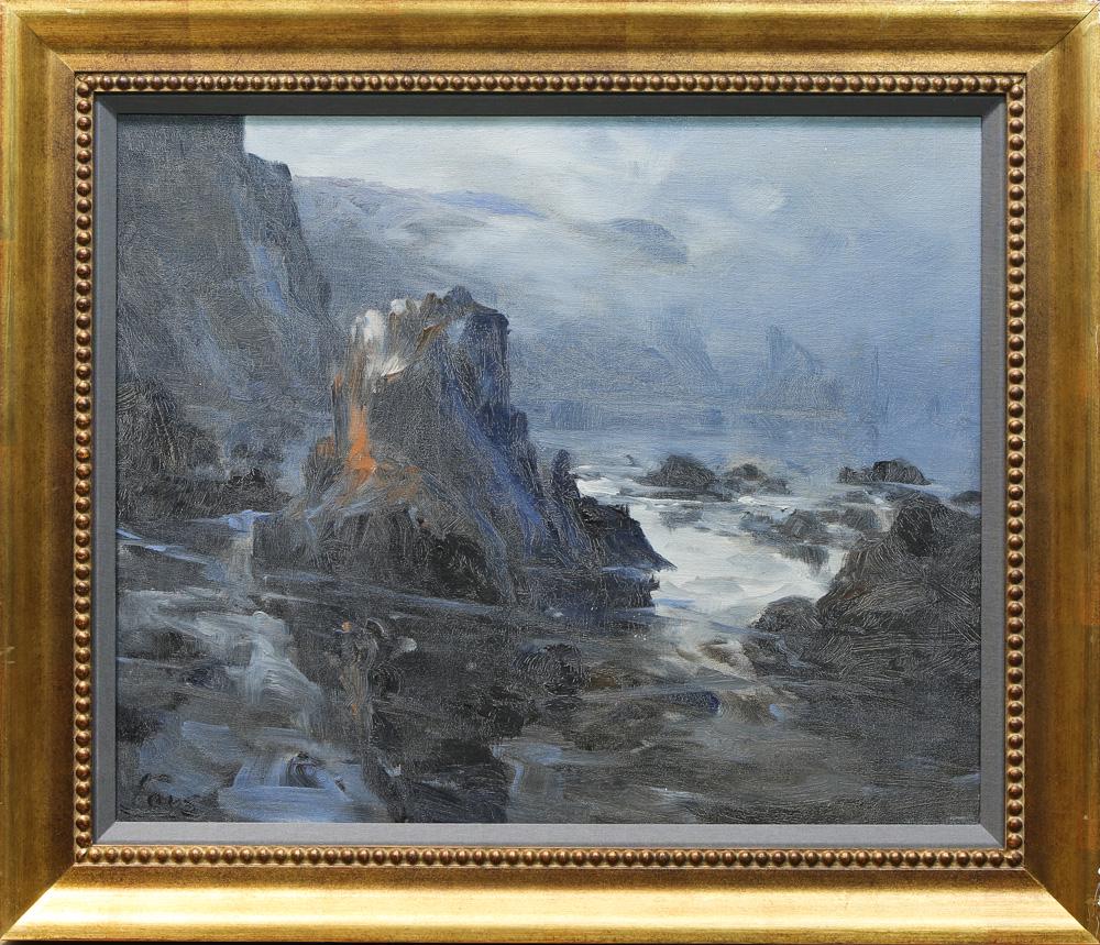 Painting, Storm on the Coast: American School (20th century), Storm on the Coast, oil on canvas, signed "Love" lower left, overall (with frame): 25.25"h x 29.5"w
