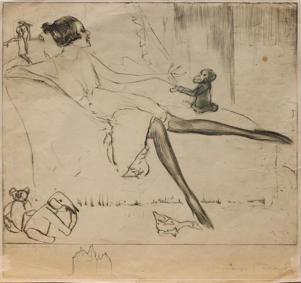 Print, Max Pollak: Max Pollak (Austrian/Czech, 1886-1970), "Die Tanzerin Kitty Sterling," circa 1920, etching with drypoint, pencil signed lower right, titled lower left, overall (sheet/unframed): 13.5"h x 14.25"w