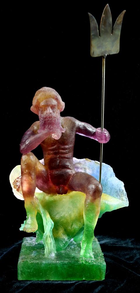 A pate de verre sculpture depicting Neptune (1 of 8)