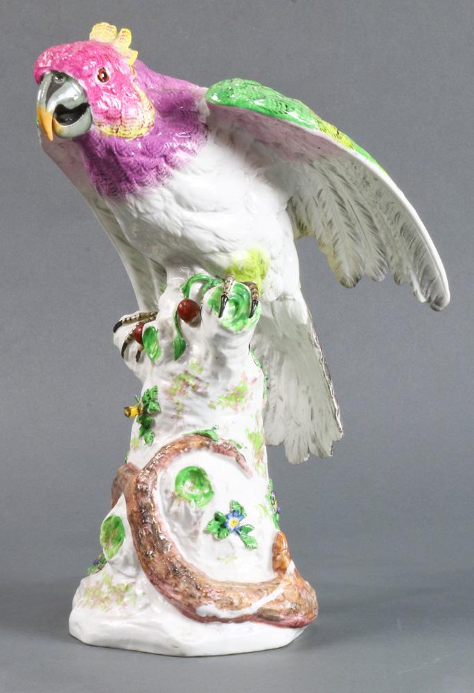 A Large Dresden porcelain figure of a parrot (1 of 4)
