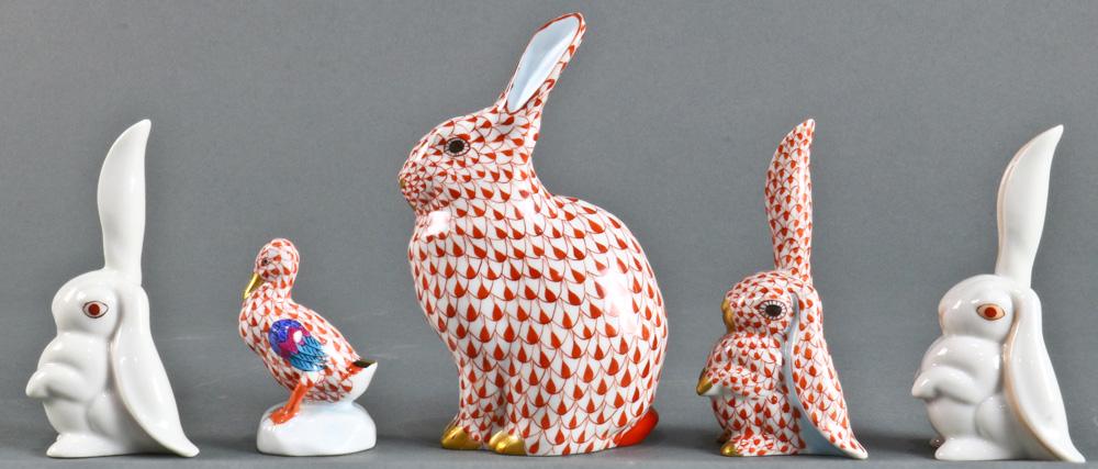 (lot of 5) A lot of Herend porcelain animal figures (1 of 4)