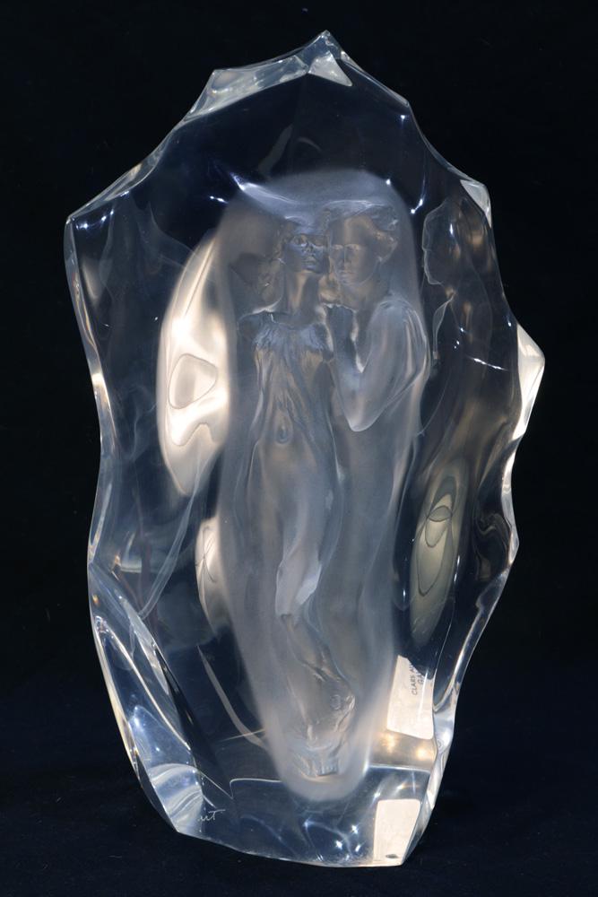 Sculpture, Frederic Elliott Hart: Frederic Elliott Hart (American, 1943-1999), "Illuminati III," 1999, acrylic sculpture, signed lower left, edition 410/850, overall (sculpture): 16.5"h x 10.5"w x 7.5"d. Note: Accompanied by copy of o