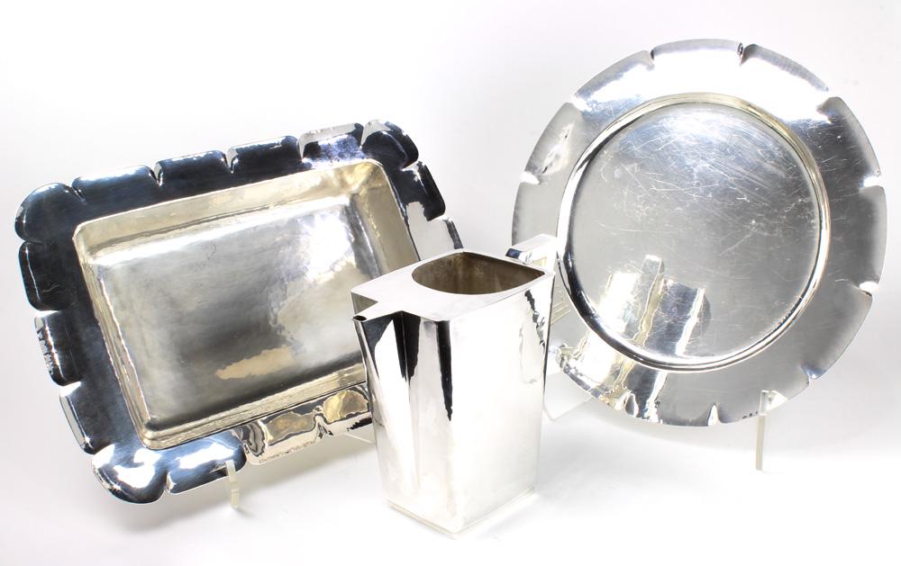 (lot of 3) A Dirk Van Erp hand wrought silver plate lot (1 of 12)