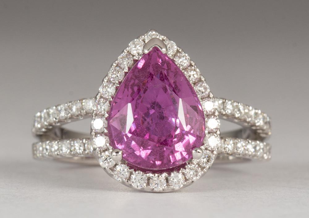 Sapphire, diamond, 18k white gold ring (1 of 6)