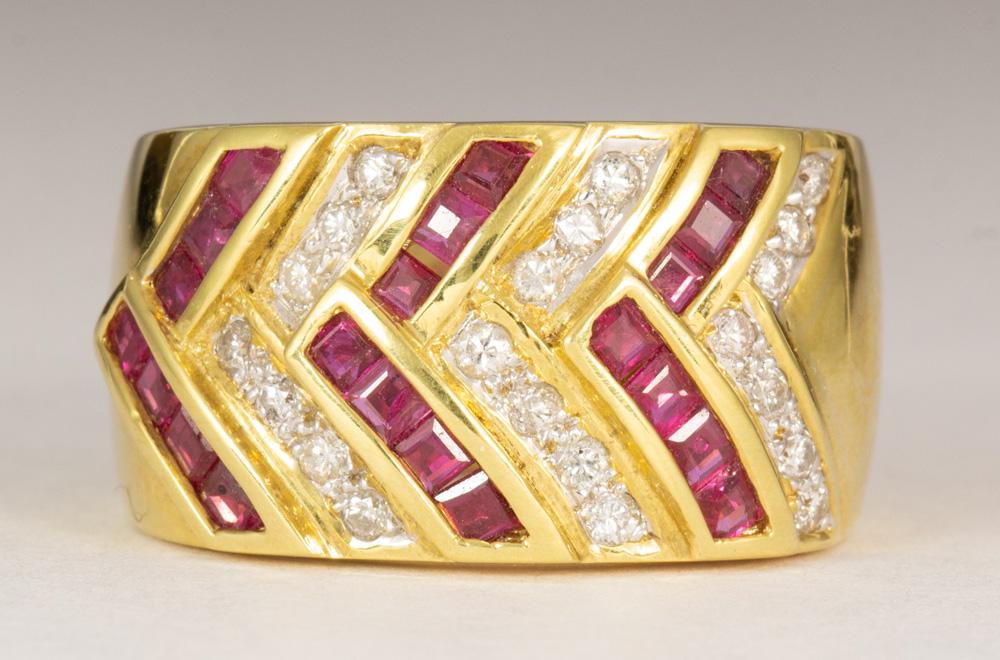 Ruby, diamond, 18k yellow gold ring (1 of 4)