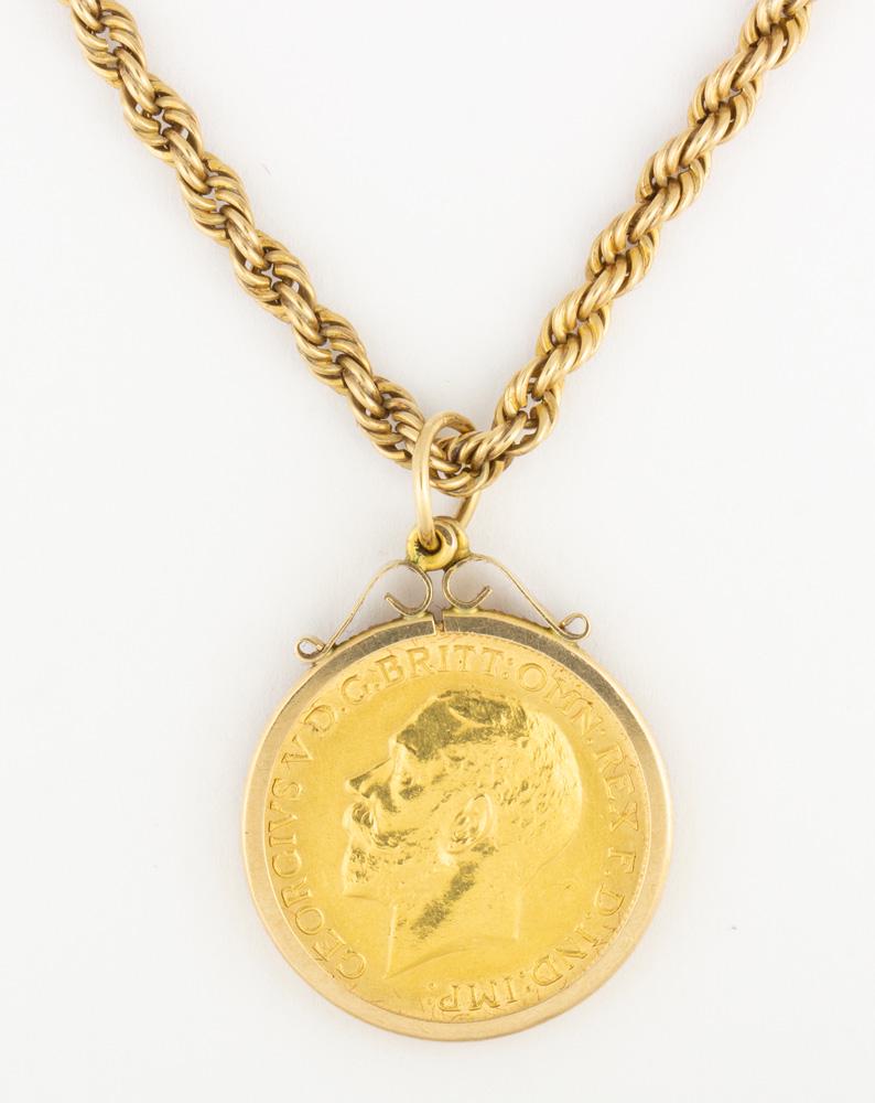 King George V sovereign gold coin, 14k yellow gold (1 of 3)