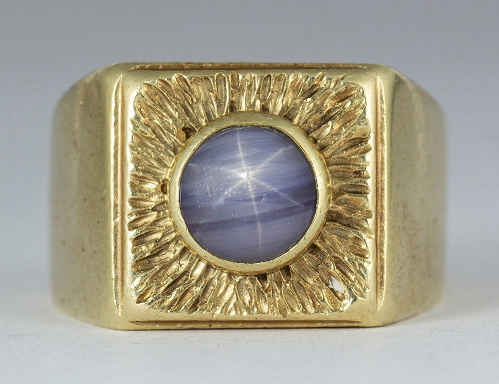 Star sapphire, 18k yellow gold ring (1 of 4)