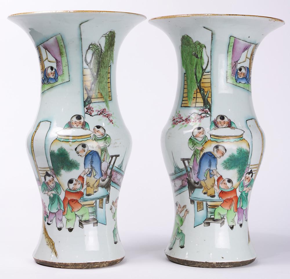 (lot of 2) A Pair of Chinese enameled vases (1 of 4)