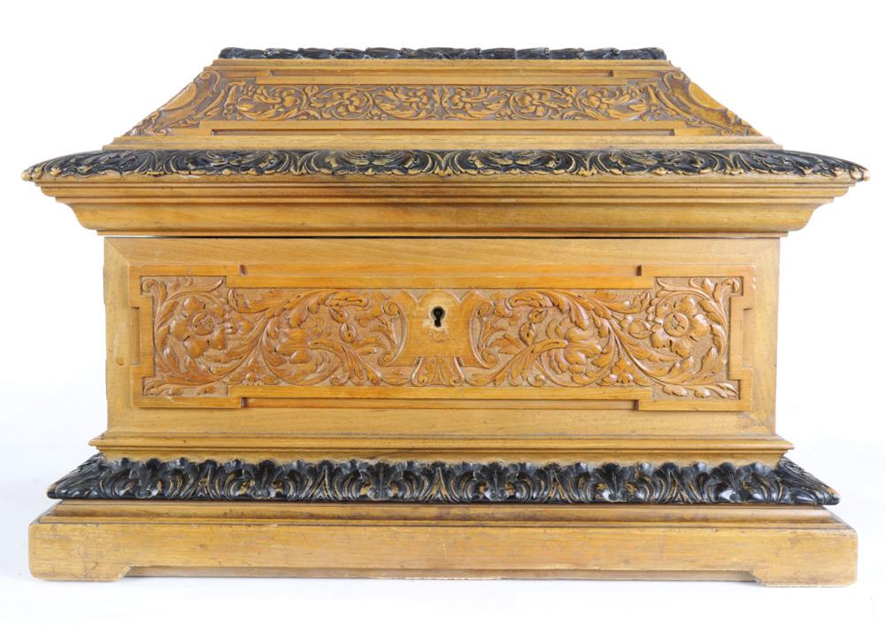 A continental relief carved and partial ebonized table (1 of 9)