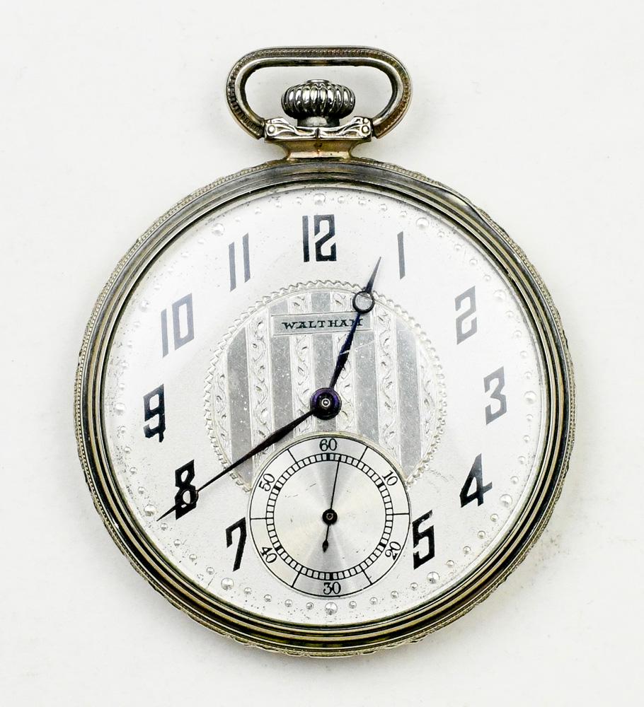 Waltham, 14k white gold-filled open-faced pocket watch (1 of 1)