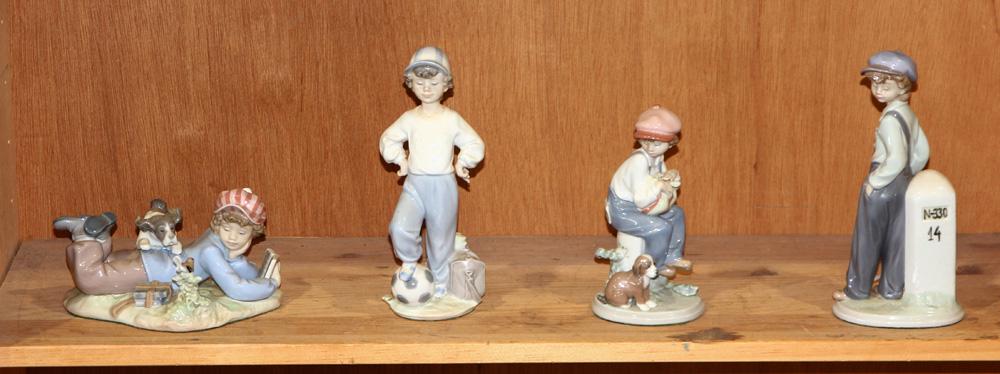 (lot of 4) Lladro porcelain figures of boys (1 of 2)