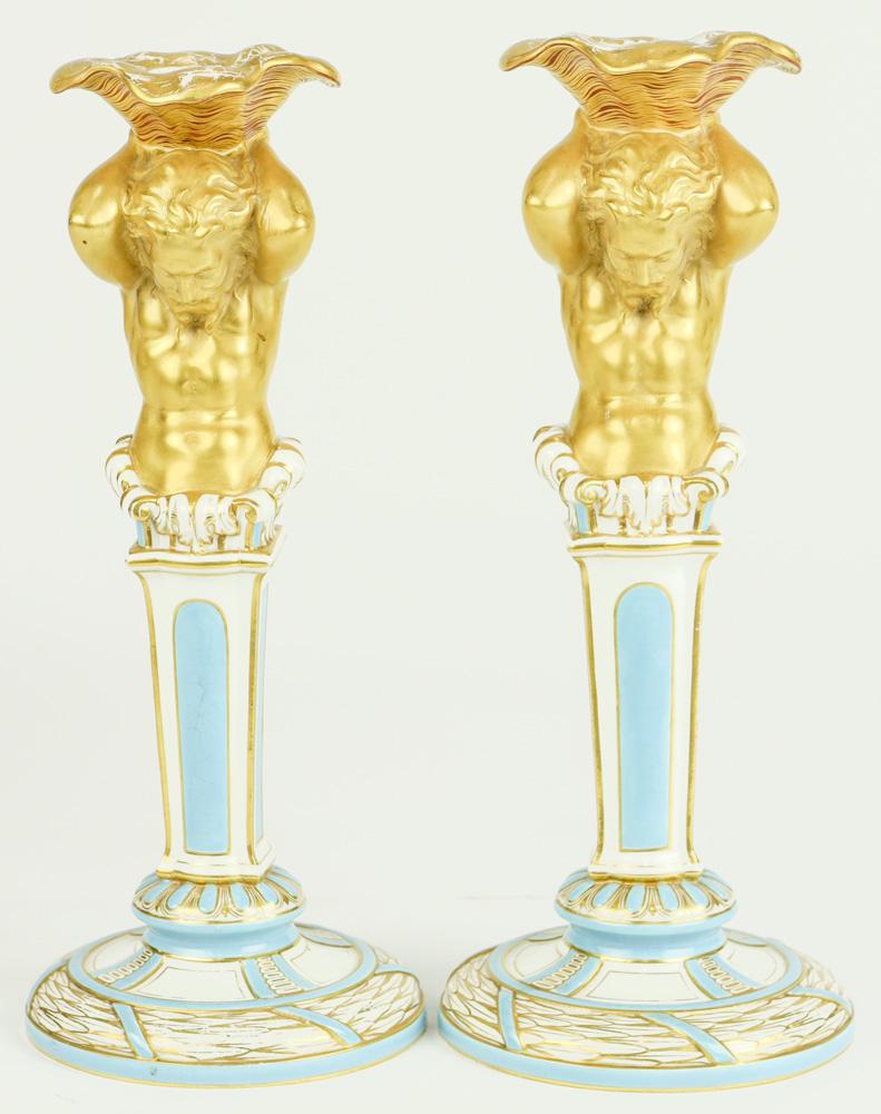 Pair of Royal Worcester candlesticks (1 of 3)