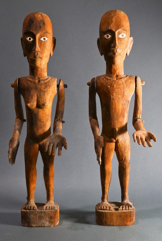 (lot of 2) Pair of Oceanic male and female carved wood (1 of 3)