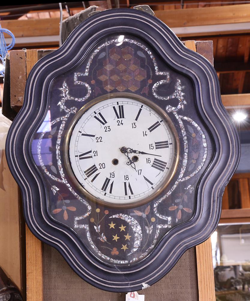Napoleon III mother of pearl inlaid wall clock (1 of 3)
