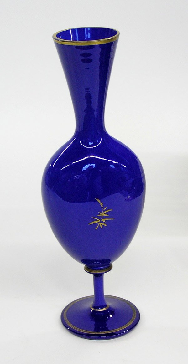 Bristol glass cobalt pedestal vase