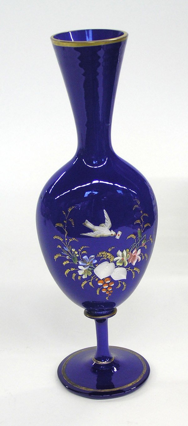 Bristol glass cobalt pedestal vase - 2