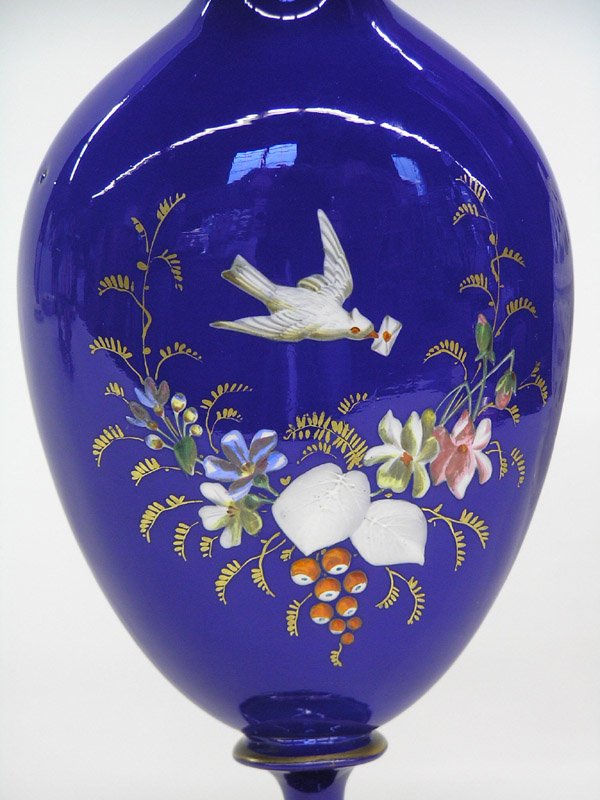 Bristol glass cobalt pedestal vase - 3