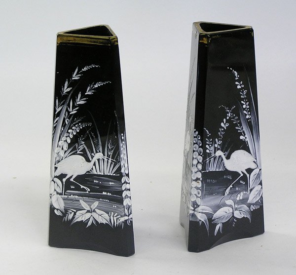 English Victorian black amethyst vases