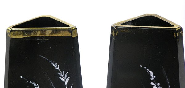 English Victorian black amethyst vases - 3