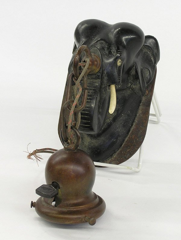 Carved ebonized wood bust elephant