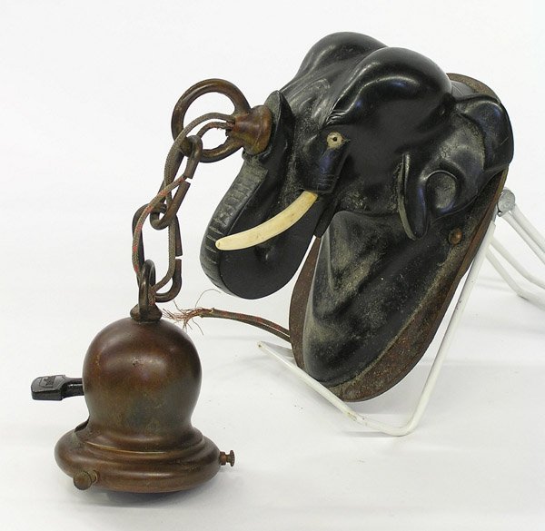 Carved ebonized wood bust elephant - 2