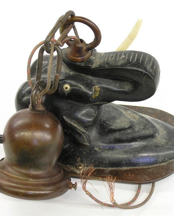 Carved ebonized wood bust elephant - 3