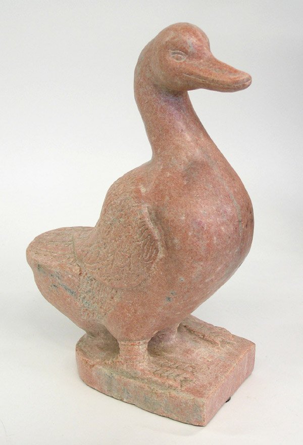 Carved stone sculpture duck