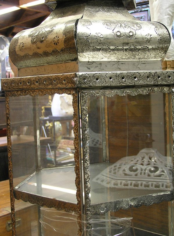 Hammered metal glass display case - 2