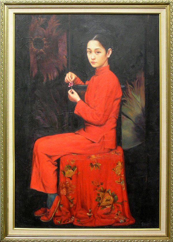 painting Wong Yi Dong Girl Portrait