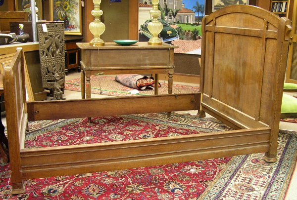 British Arts and Crafts oak bed