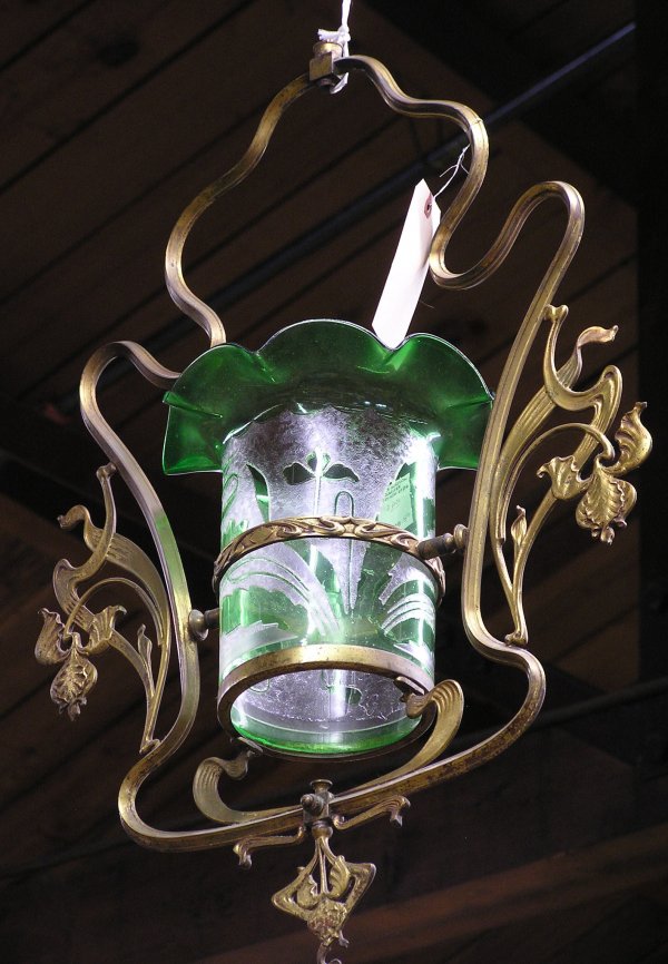 Art nouveau gilt bronze light fixture