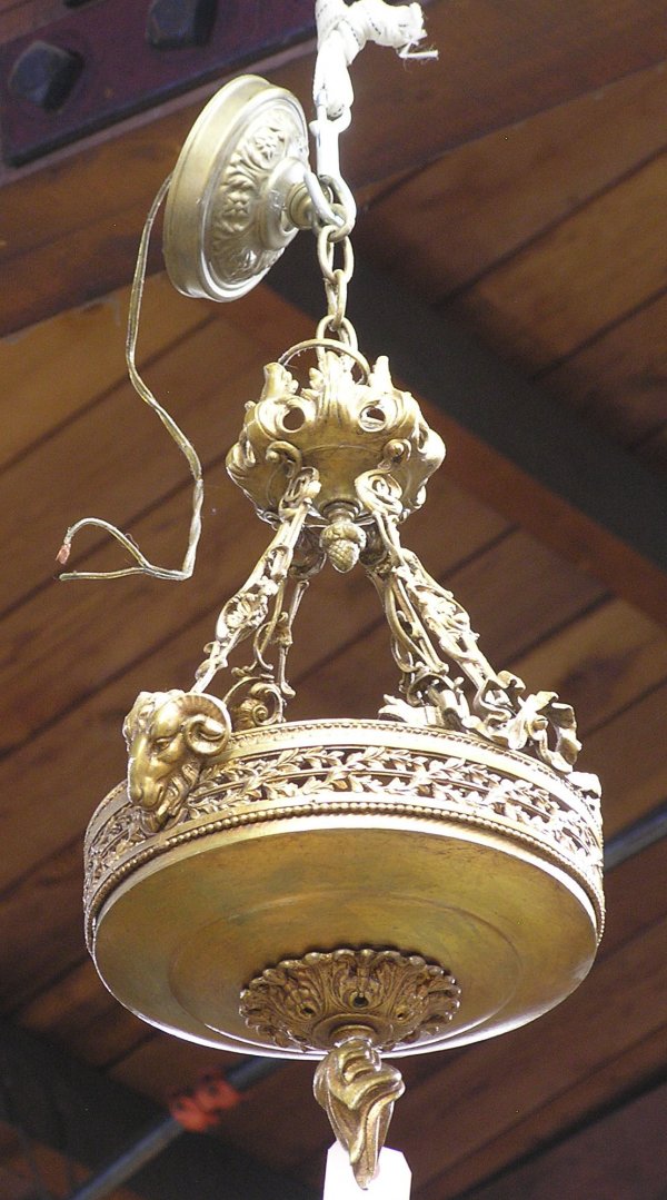 Cast metal hanging light fixture